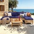 thumbnail image 1 of Alpha Joy 5 Pieces Wicker Patio Furniture Conversation Set Boho Style Outdoor Sofa with Wood Coffee Table, 1 of 10