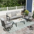 thumbnail image 1 of Alpha Joy 5 Seat Patio Conversation Set Metal Outdoor Furniture Set with Swivel Chairs & Table & 5.75" Thickened Cushions for Backyard, Lawn, Deck, Gray, 1 of 9