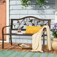 thumbnail image 1 of Alpha Joy 50" Outdoor Bench Metal Patio Garden Bench Slatted Seat for Lawn, Park, Porch, Backyard, Deck- Bronze, 1 of 7