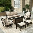 thumbnail image 1 of Sophia & William 6 Piece Steel Patio Furniture Set 7-Seat Outdoor Conversation Set with 56" Fire Pit Table and Spring Rocking Chairs, 1 of 8