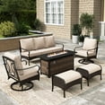 thumbnail image 1 of Sophia & William 6 Piece Steel Patio Outdoor Furniture Set 7 Seats Conversation Set with 56" Fire Pit Table and Swivel Sofa Chairs, 1 of 9
