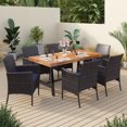 thumbnail image 1 of Alpha Joy 7 Pieces Outdoor Patio Dining Set, Wicker Dining Chairs and Acacia Wood Table, 1 of 7