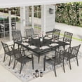thumbnail image 1 of Sophia & William 9 Piece Outdoor Metal Patio Dining Set 57.5" Square Table and Stackable Chairs Furniture Set for 8, Black, 1 of 7
