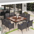 thumbnail image 1 of Alpha Joy 9 Pieces Outdoor Patio Dining Set with 8Pcs Rattan Wicker Chairs & 1Pc Large Square Metal Table, 1 of 11
