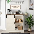 thumbnail image 1 of Alpha Joy Farmhouse Coffee Bar Cabinet with Barn Door, Medium Density Fiberboard White, 1 of 5
