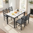 thumbnail image 1 of Alpha Joy Farmhouse Dining Table Set for 4, Faux Marble Rectangular Table with Solid Wood Paded Chairs, 1 of 11