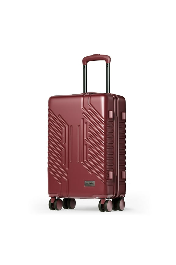Hard-shell ABS+PC Rolling Luggage 20" Carry-on Luggage with USB Port, Ruby