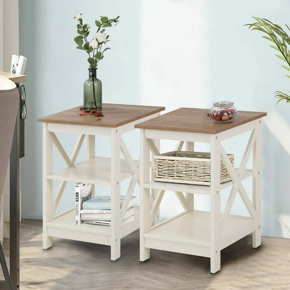 Alpha Joy Indoor Contemporary Storage Medium Density Fiberboard, White (Set of 2)