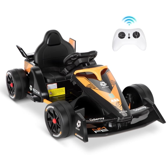 Alpha Joy Kids Electric Go-kart 12V 550W Ride on Toys w/Remote Control, LED Lights, Bluetooth Music, 3 Speeds up to 3.11mph, Crazy Drifting Go-Kart for Aged 3-8, Orange