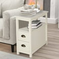 thumbnail image 1 of Alpha Joy Narrow End Table 4-Tier Small Side Table with 2 Drawers Nightstand Side Table Bedside Table Sofa Table, White, 1PC, 1 of 8