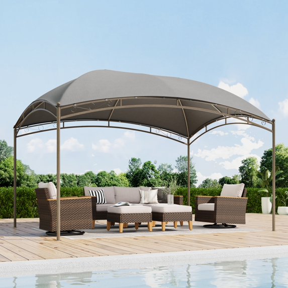 Alpha Joy 10'x13' Outdoor Gazebo Galvanized Iron Gazebo Canopy for Patio, Backyard, Deck and Lawn, Gray