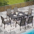 thumbnail image 1 of Alpha Joy Outdoor Patio Dining Set with Rectangular Metal Table & Textilene Chairs for 6, Gray, 1 of 9