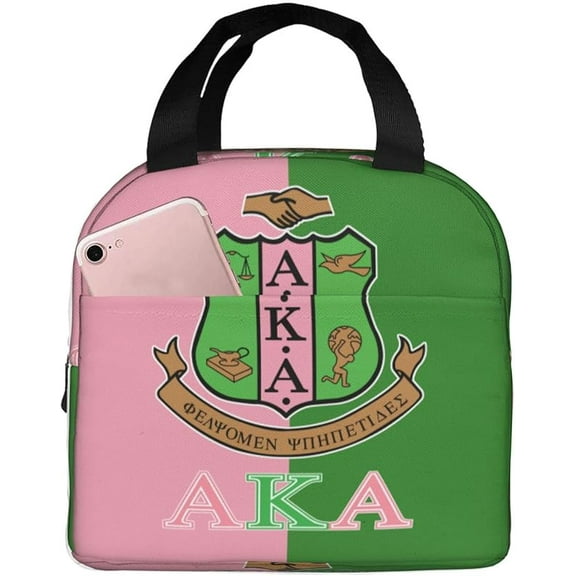 Alpha Kappa Alpha Insulated Lunch Bag for Women Portable Lunch Box Lunch Tote Cooler Bags for Work Travel Picnic (Pink)
