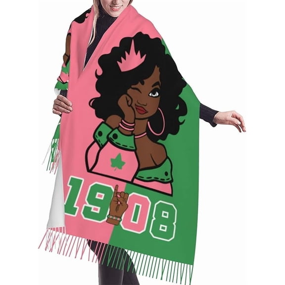 Alpha Kappa Alpha Women's Scarf Super Soft Wrap For Long Large Warm With Tassel