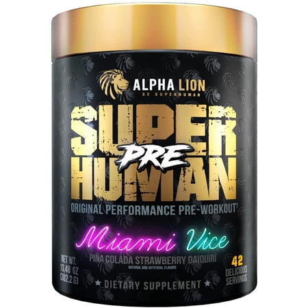 Alpha Lion Pre Workout, Increases Strength & Endurance, Powerful, Clean Energy Without Crash (42 Servings, Miami Vice)