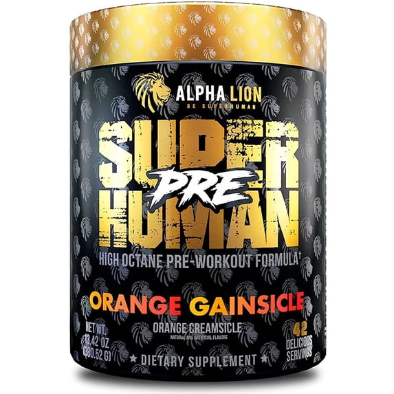 Alpha Lion Pre Workout, Increases Strength & Endurance (Orange Gainsicle)