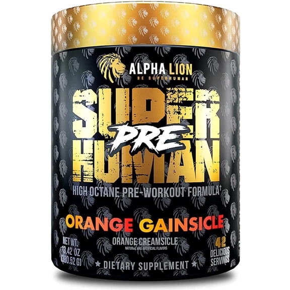 Alpha Lion Pre Workout, Increases Strength & Endurance, Powerful, Clean Energy Without Crash (42 Servings) (Orange Gainsicle)