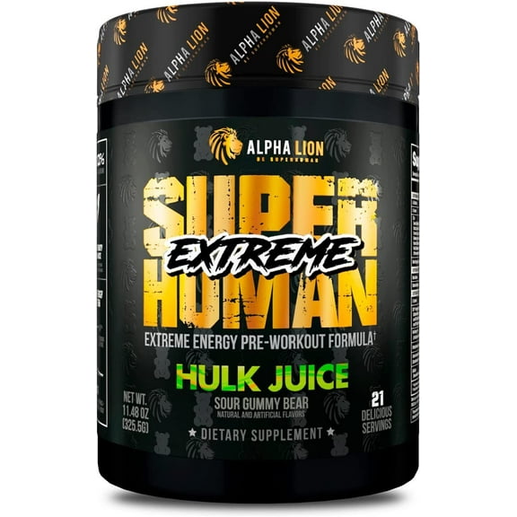 Alpha Lion Superhuman Extreme Pre-Workout Intense, Hulk Juice (21 Servings)