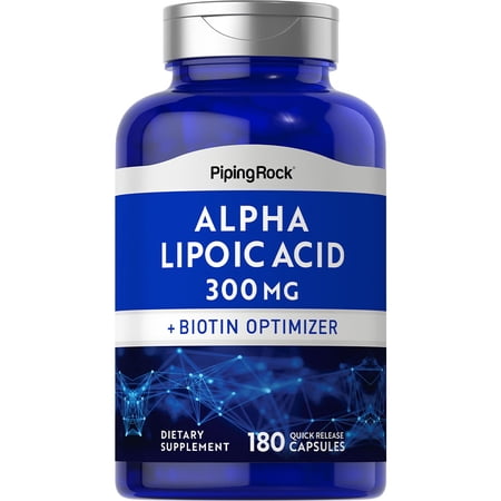 Alpha Lipoic Acid 300mg Capsules | 180 Count | plus Biotin Optimizer | by Piping Rock