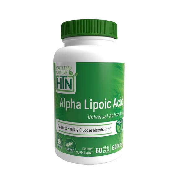 Alpha Lipoic Acid 600mg 60 Vegecaps Certified Vegan (Non-GMO) by Health Thru Nutrition