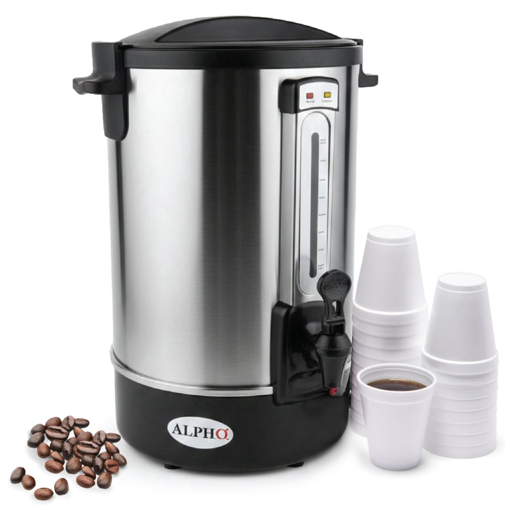 Alpha Living 100 Cups Electric Coffee Urn  Stainless Steel Large Capacity Electric Kettle Percolator Coffee Pot  Ideal Hot Beverage Dispenser for Catering, Hotels, Restaurants Leak-Proof Tap
