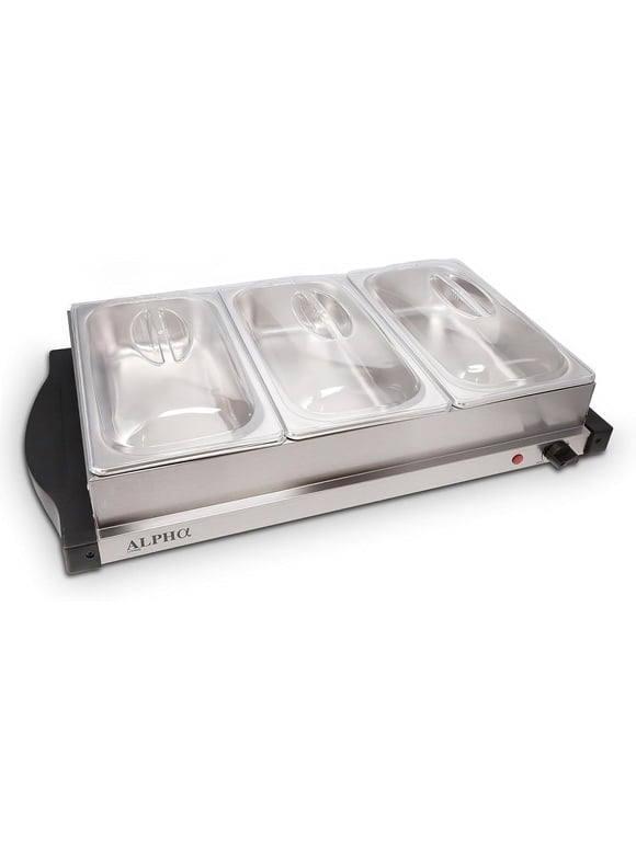 Alpha Living 3x2.5 QT Food Warmers for Parties Buffet Servers and Warmers Premium Catering Supplies Buffet Display Stainless Steel Electric Food Warmers with Temperature Control