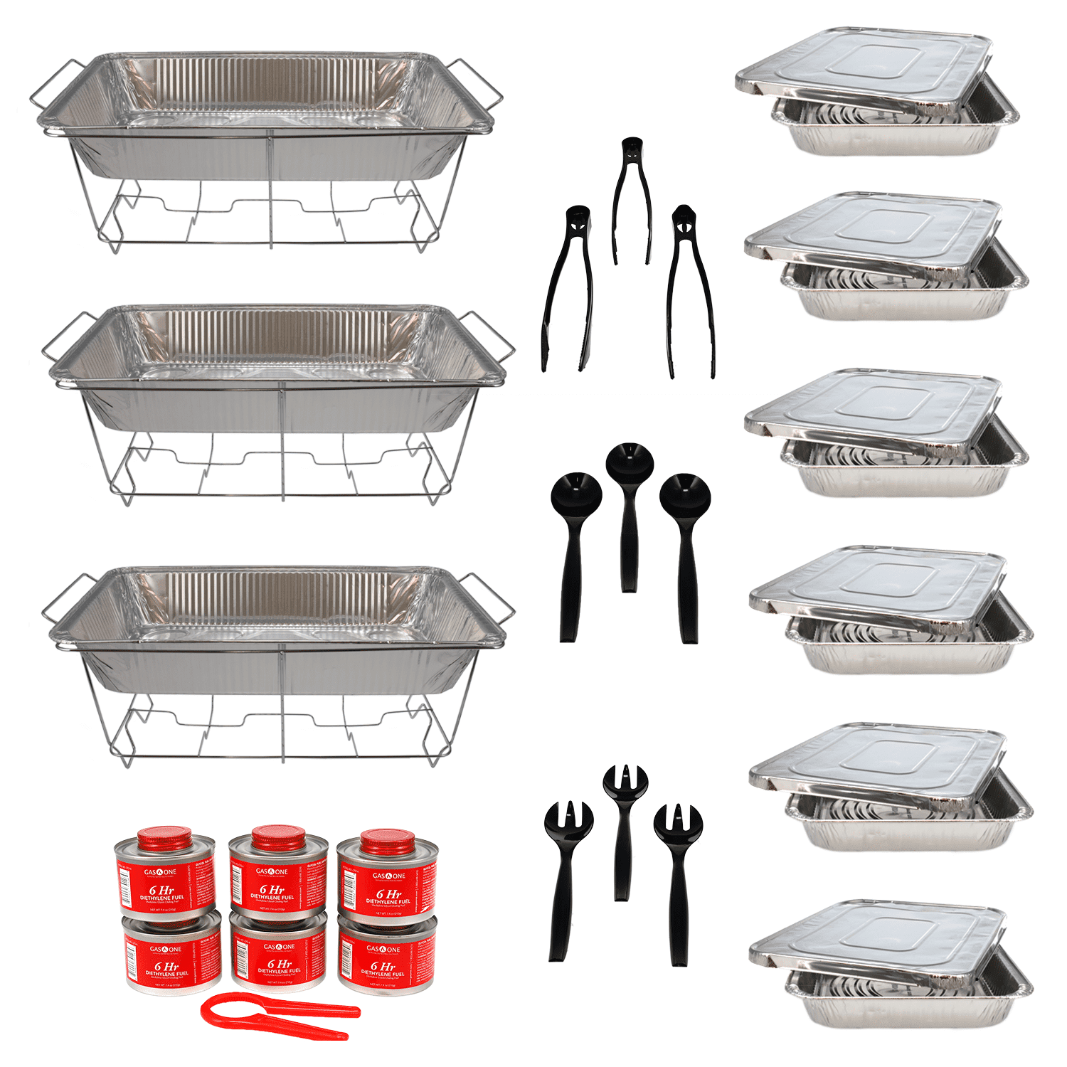 Large Disposable Aluminum Chafing Buffet Set with Utensils