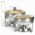 thumbnail image 1 of ALPHA LIVING Chafing Dish Buffet Set of 2 – Complete Stainless Steel Chaffe Buffet Set with Glass, 1 of 8