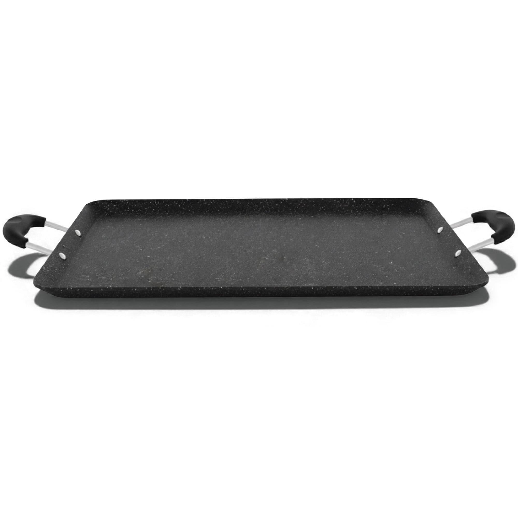 Alpha Living Double Griddle Pan for Stove Top - 18.75 Inch Non-Stick Marble Aluminum Griddle for Gas Grill Nonstick Pan for Crepes, Tortillas – Heat Resistant Handles – Even Heat Distribution