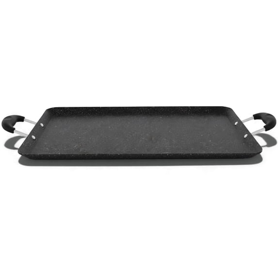 Alpha Living Double Griddle Pan for Stove Top - 18.75 Inch Non-Stick Marble Aluminum Griddle for Gas Grill Nonstick Pan for Crepes, Tortillas – Heat Resistant Handles – Even Heat Distribution