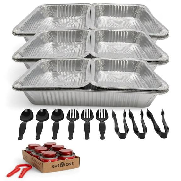 Alpha Living Large Full Size Refill Kit Disposable Chafing Buffet with - Utensils, Fuel Cans Only  Premium Chafing Dish Set for Events, Parties, Catering