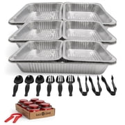 Alpha Living Large Full Size Refill Kit Disposable Chafing Buffet with - Utensils, Fuel Cans Only   Premium Chafing Dish Set for Events, Parties, Catering