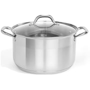 Alpha Living SP-12G Stainless Steel Pot with Capsule Bottom   Induction Compatible 12Qt Pot with Lid   Tri-Ply Ultra-Thick Bottom   Ideal for Spaghetti, Cooking, Canning, Boiling