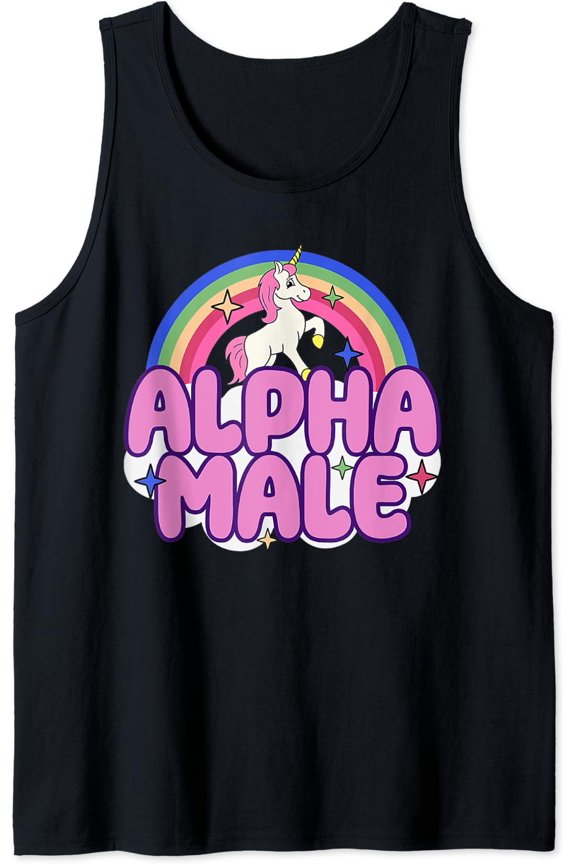 Alpha Male Unicorn Ironic Weird Y2K Tank Top Size S-3XL