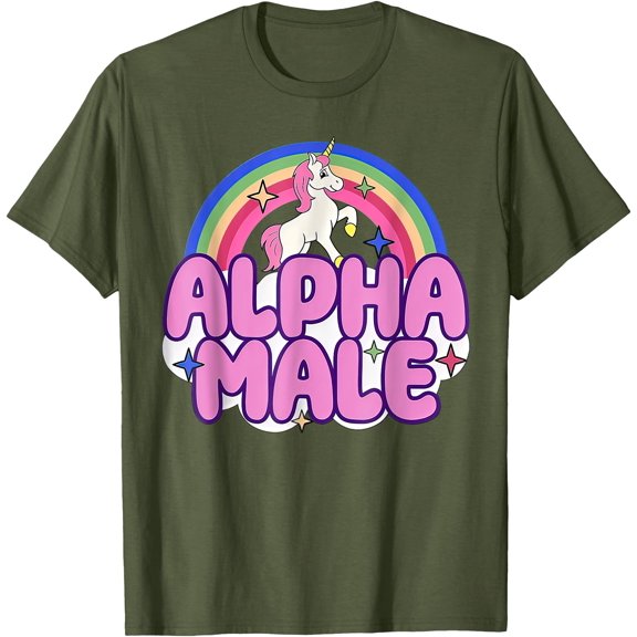 Alpha Male Unicorn Rainbow Stars Unisex T-Shirt for Men Women Kids Toddler