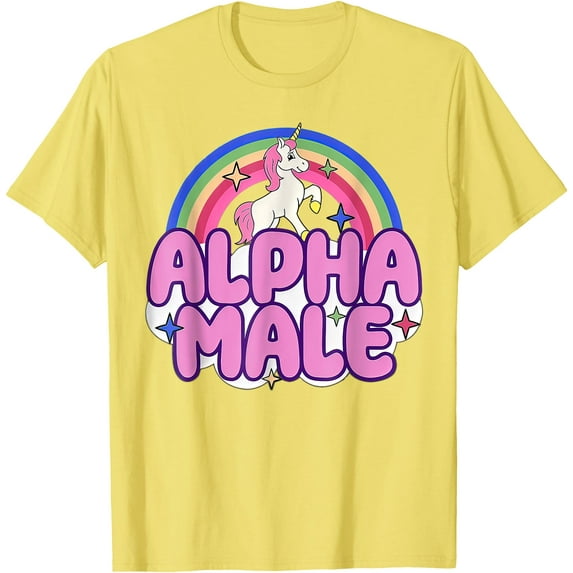 Alpha Male Unicorn Rainbow Stars Unisex T-Shirt for Men Women Kids Toddler