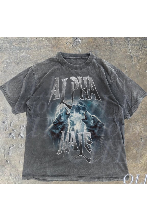 Alpha Male Wolf Howling Vintage Graphic Shirt, Retro Wolves 90S Style, Rap Style Shirt, Wolf Emo Shirts, Funny Shirt Gifts, Wolf Sigma DARK HEATHER Unisex S-5XL Hot Trending Shirt