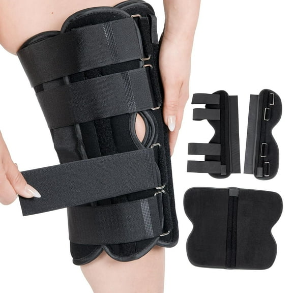 Alpha Medical 16 Long Adjustable Three Panel Orthopedic Knee Immobilizer Supportive & Adjustable Side Panels Knee Brace Stabilizer Knee Immobilization L1830
