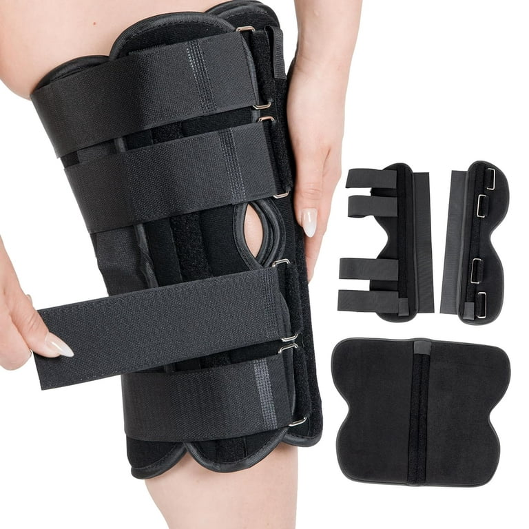 Alpha Medical 20” Long Adjustable Three Panel Orthopedic Knee Immobilizer –  Supportive & Adjustable Side Panels – Knee Brace Stabilizer – Knee  Immobilization L1830 