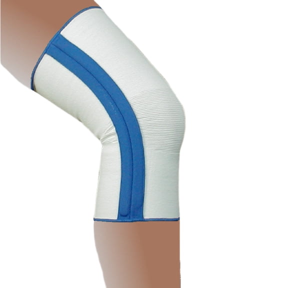 Alpha Medical Dual Stay Compression Knee Brace - Elastic Knee Support for Enhanced Stabilization and Pain Relief (X-Large White w/ Blue Trim)