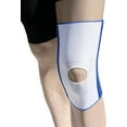 thumbnail image 1 of Alpha Medical Dual Stay Compression Support Knee Brace with Open Patella Design for Enhanced Stability and Comfort (Small White w/ Blue Trim), 1 of 3
