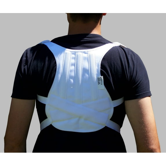 Alpha Medical Full Back Posture Corrector - Adjustable Clavicle & Shoulder Support Brace for Men and Women - Upper Back Alignment Aid (Small)