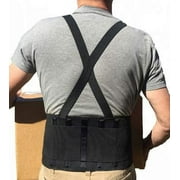 Alpha Medical Adjustable Lifting Back Brace with Suspenders for Men & Women – Industrial Lower Back Belt - Lumbar Protection from Construction, Moving, Warehouse Jobs, Heavy Lifting Safety (Large)