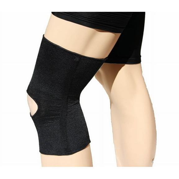 Alpha Medical Open Patella Compression Support Knee Brace Sleeve With Anti-Roll Support Stays Knee Stabilizer Knee Pain Relief (Small Black)