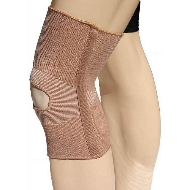 Alpha Medical Open Patella Compression Support Knee Brace Sleeve With Anti-Roll Support Stays – Knee Stabilizer – Knee Pain Relief (X-Large Beige)