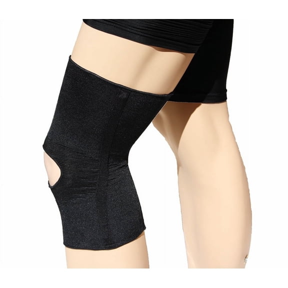 Alpha Medical Open Patella Compression Support Knee Brace Sleeve With Anti-Roll Support Stays  Knee Stabilizer  Knee Pain Relief (X-Small Black)