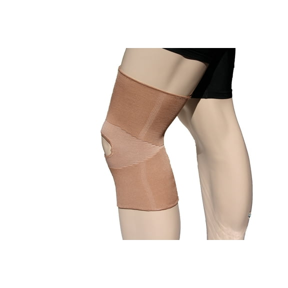 Alpha Medical Open Patella Elastic Support Knee Brace - Knee Stabilizer Support  Knee Pain Relief  Slip-on Knee Support  (X-Small Beige)