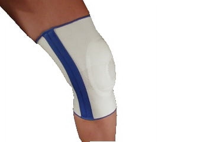 Alpha Medical Slip-On Dual Spiral Stay Knee Brace with Visco Patella Stabilizer – Enhanced Support and Comfort for Knee Stability and Pain Relief  (XX-large White w/ Blue Trim)