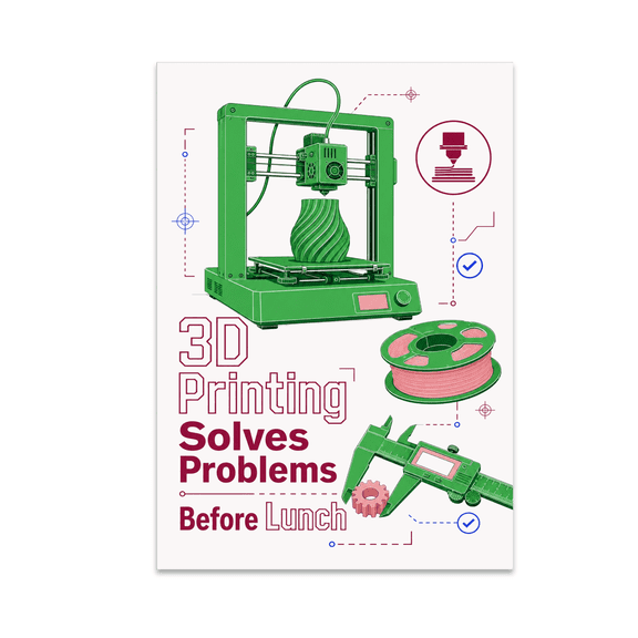 Alpha Merch 3D Printing Solves Problems Before Lunch, 13 x 19 in Vertical Wall Art Poster