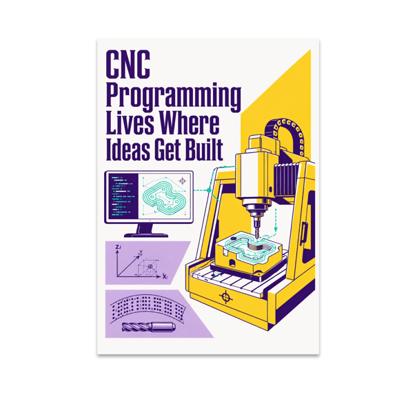 Alpha Merch CNC Programming Lives Where Ideas Get Built, 13 x 19 in Vertical Wall Art Poster